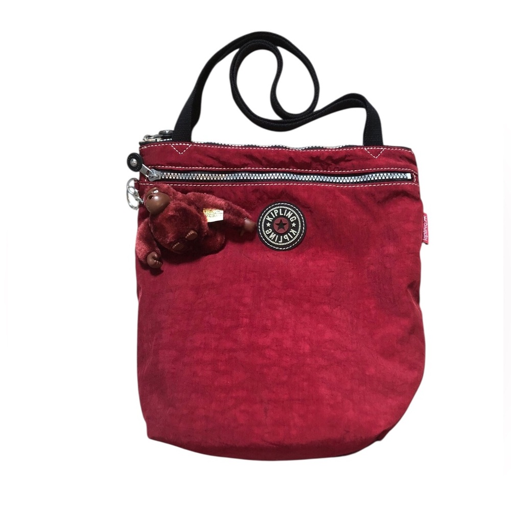 Vintage Kipling Private Transport Red Shoulder Bag Gorilla MariLou Charm 90s